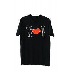 Printernet Playera De Manga Corta con Diseño de Amor y amistad Novios con Corazon, Ideal para Regalo