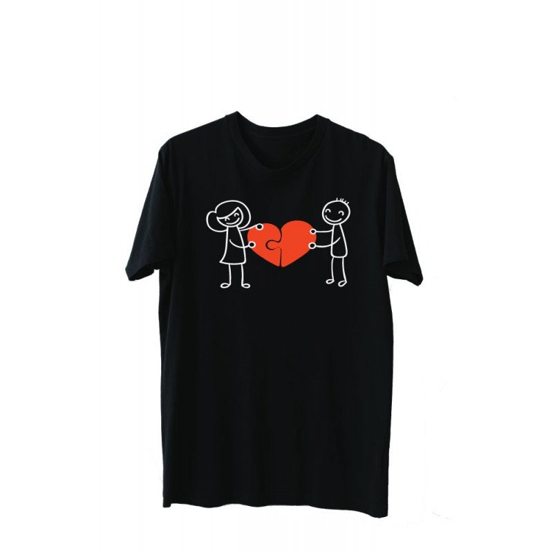 Printernet Playera De Manga Corta con Diseño de Amor y amistad Novios con Corazon, Ideal para Regalo