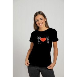 Printernet Playera De Manga Corta con Diseño de Amor y amistad Novios con Corazon, Ideal para Regalo