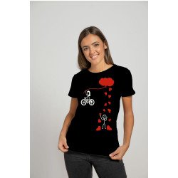 Printernet Playera De Manga Corta con Diseño de Amor y amistad, Bicicleta de Amor