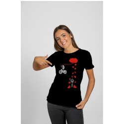 Printernet Playera De Manga Corta con Diseño de Amor y amistad, Bicicleta de Amor