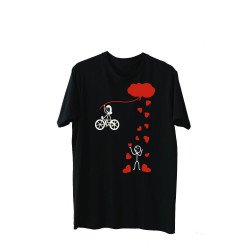 Printernet Playera De Manga Corta con Diseño de Amor y amistad, Bicicleta de Amor