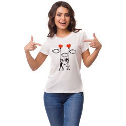 Printernet Playera De Manga Corta con Diseño de Amor y amistad, Globos con Amor