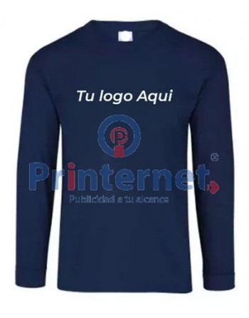 Playera Estampada Caballero Personalizada Manga Larga Tu Logo Aquí