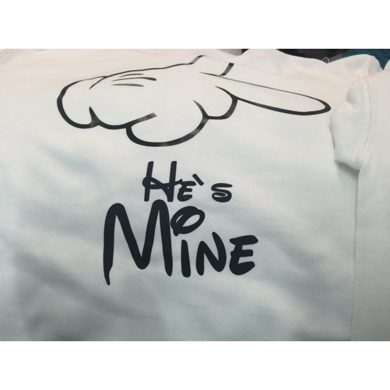 Printernet Sudadera Mickey guante He is Mine San valentin Amor y Amistad