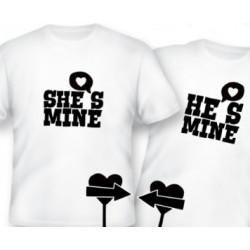 Printernet Dos Playeras para pareja enamorada She He is Mine San Valentin