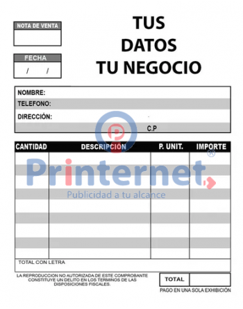 2000 formatos tamaño 1/2 carta negro impresos en original y una copia en papel autocopiante alta calidad Printernet