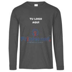 Playera Bordada Caballero Personalizada Manga Larga Tu Logo frente izquierdo