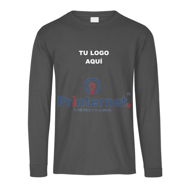 Playera Bordada Caballero Personalizada Manga Larga Tu Logo frente izquierdo