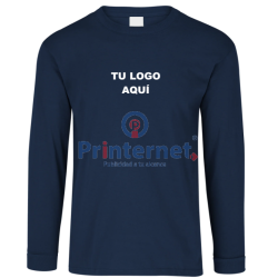 Playera Bordada Caballero Personalizada Manga Larga Tu Logo frente izquierdo